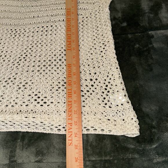 Converse One Star Women’s Open Knit Sweater Size XL Boho Layering Piece Ivory - Picture 6 of 7